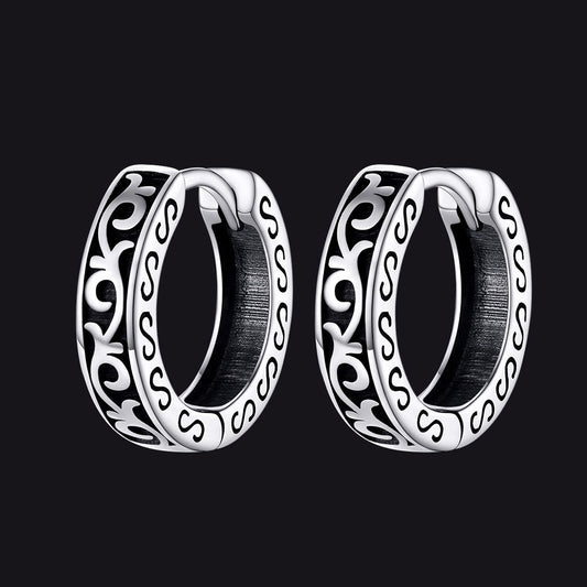 Sterling Silver Vine Celtic Huggie Hoop Earrings for
