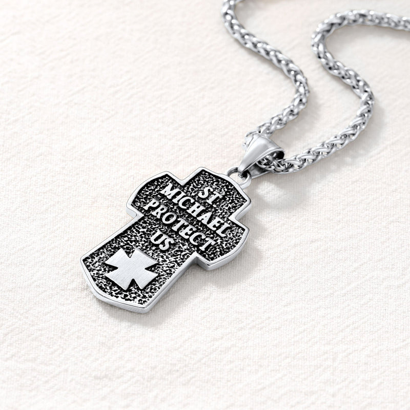 Archangel St. Michael Cross Necklace Protection Pendant