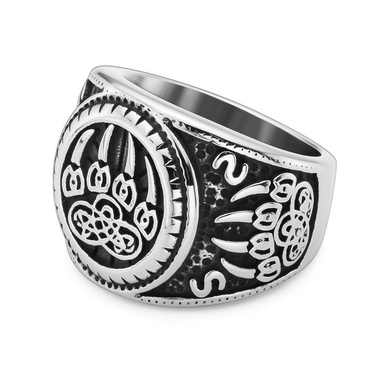 Bear Paw Stainless Steel Talisman Rings / Celtic Knot Amulet Ring / Cool and Jewelry