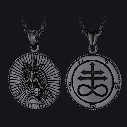 Baphomet Satanic Goat Leviathan Cross Necklace for
