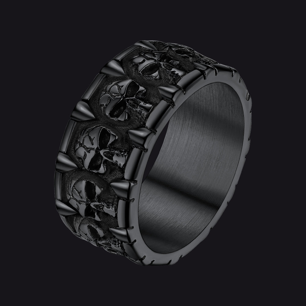 Gothic Black Onyx Signet Ring With Skull for