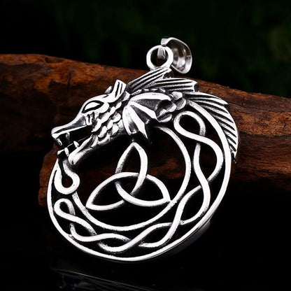 Celtic Dragon Triquetra Necklace