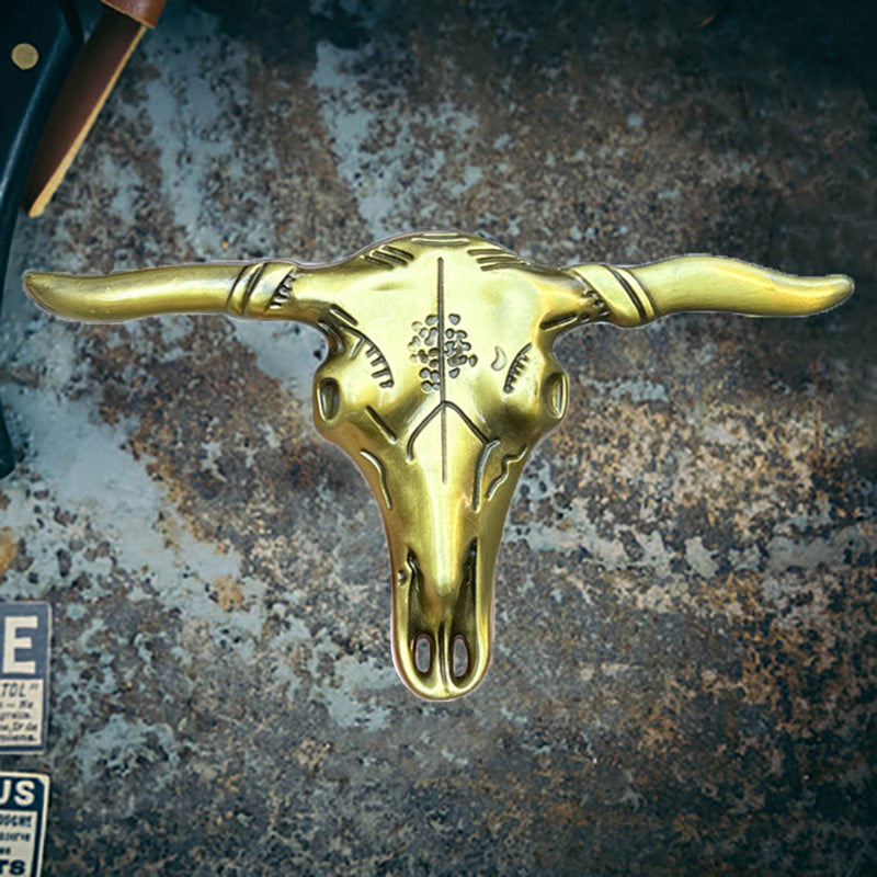 Bighorn Bison Skull Zinc Alloy Belt Buckle