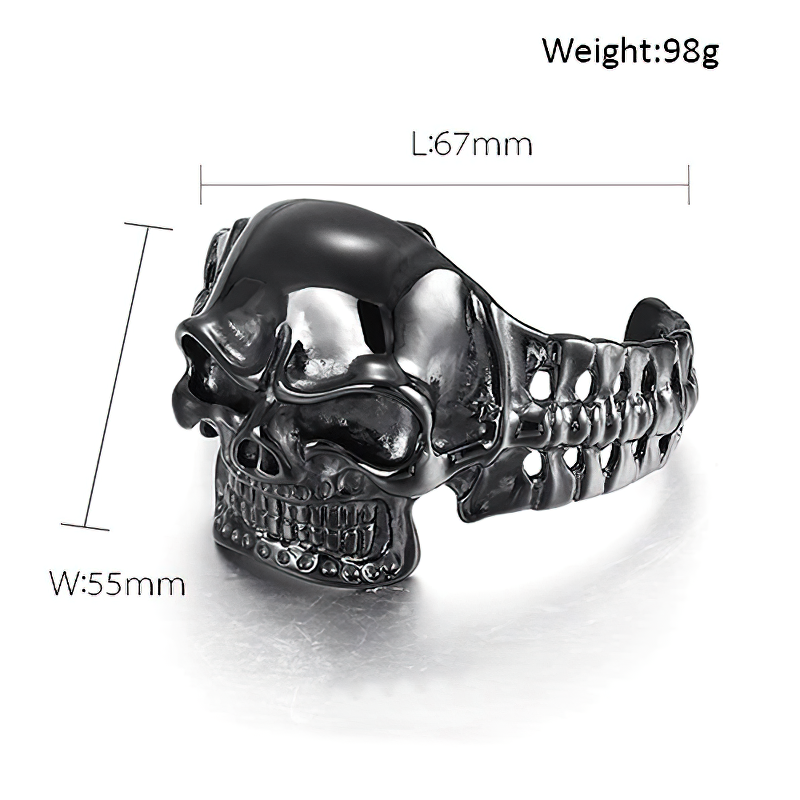 Biker Skull Stainless Steel Black Color Bracelet / Gothic Male Open Bracelets