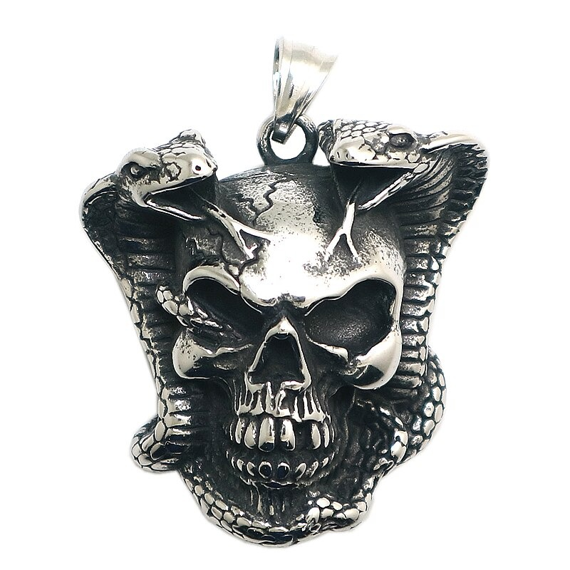 Biker Pendant Necklace With Devil Skull Skeleton / Punk Pendant Stainless Steel / Popular Jewelry