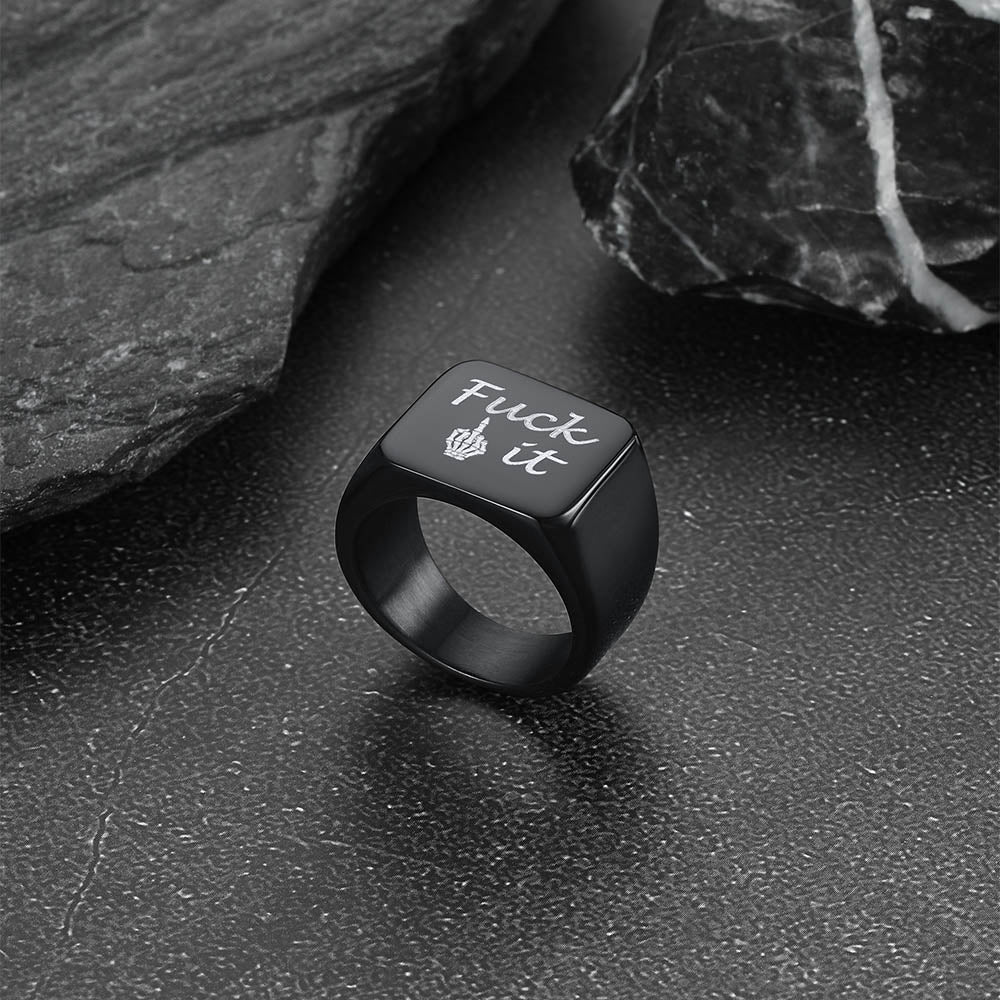 Stainless Steel Biker Signet Ring for