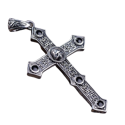 Biker 925 Sterling Silver Cross With Skull / Alternative Pendant