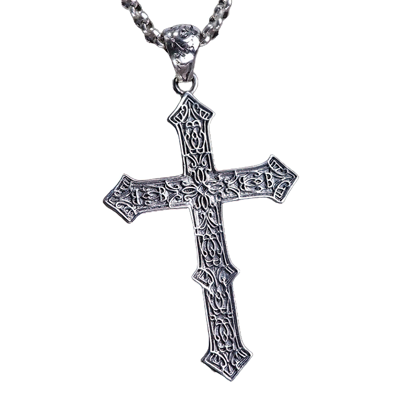 Biker 925 Sterling Silver Cross With Skull / Alternative Pendant