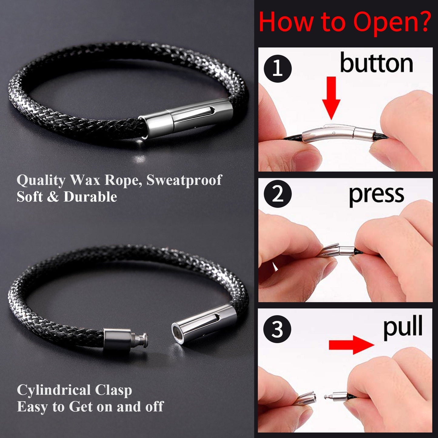 Clasp Braided Genuine Leather Bracelet for