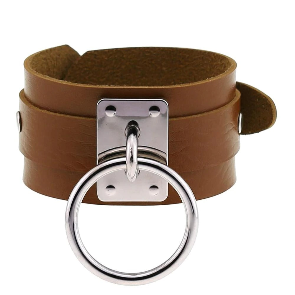 Black Leather Wristband / Bracelet for and / Rock Style Jewelry