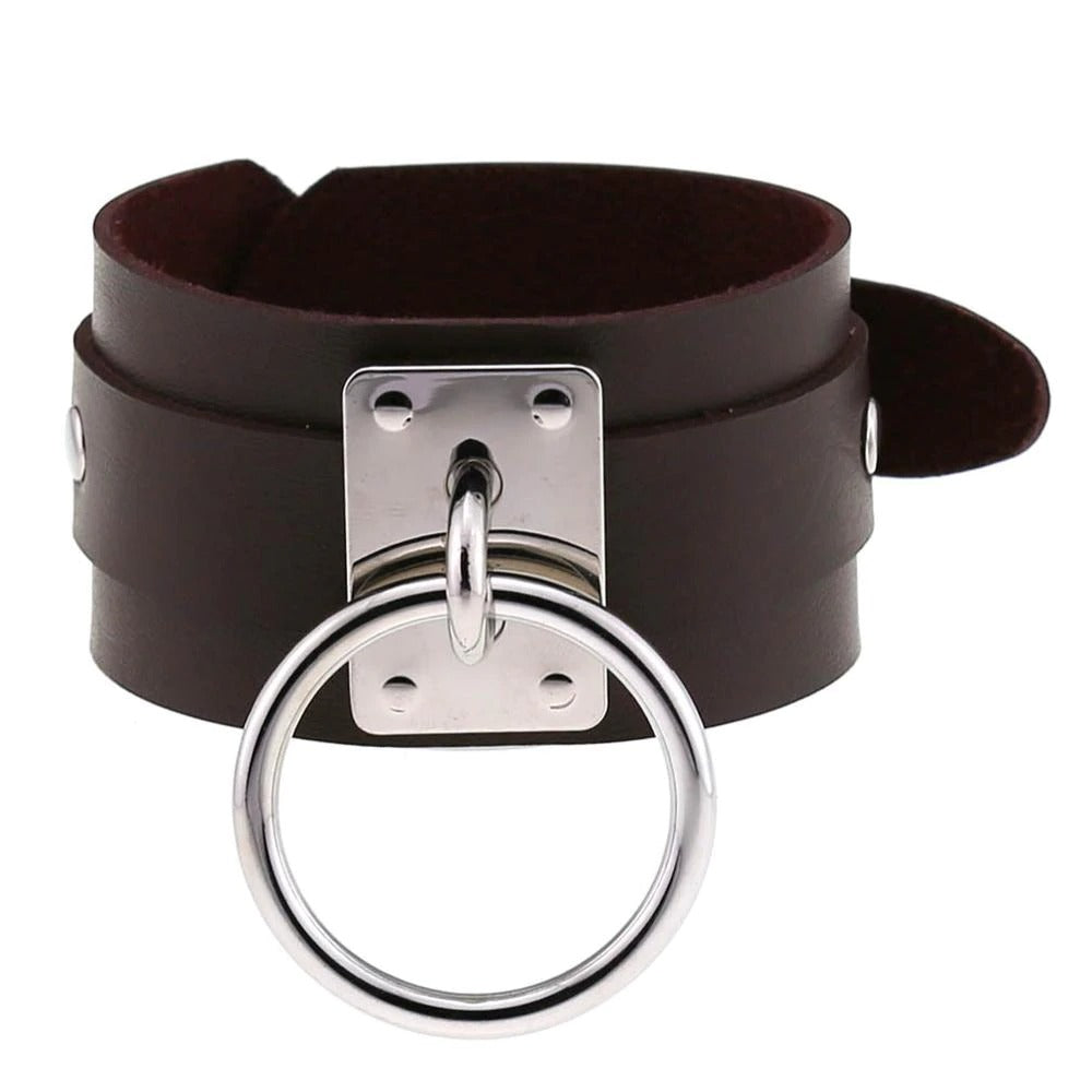 Black Leather Wristband / Bracelet for and / Rock Style Jewelry
