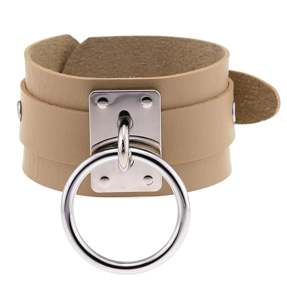 Black Leather Wristband / Bracelet for and / Rock Style Jewelry