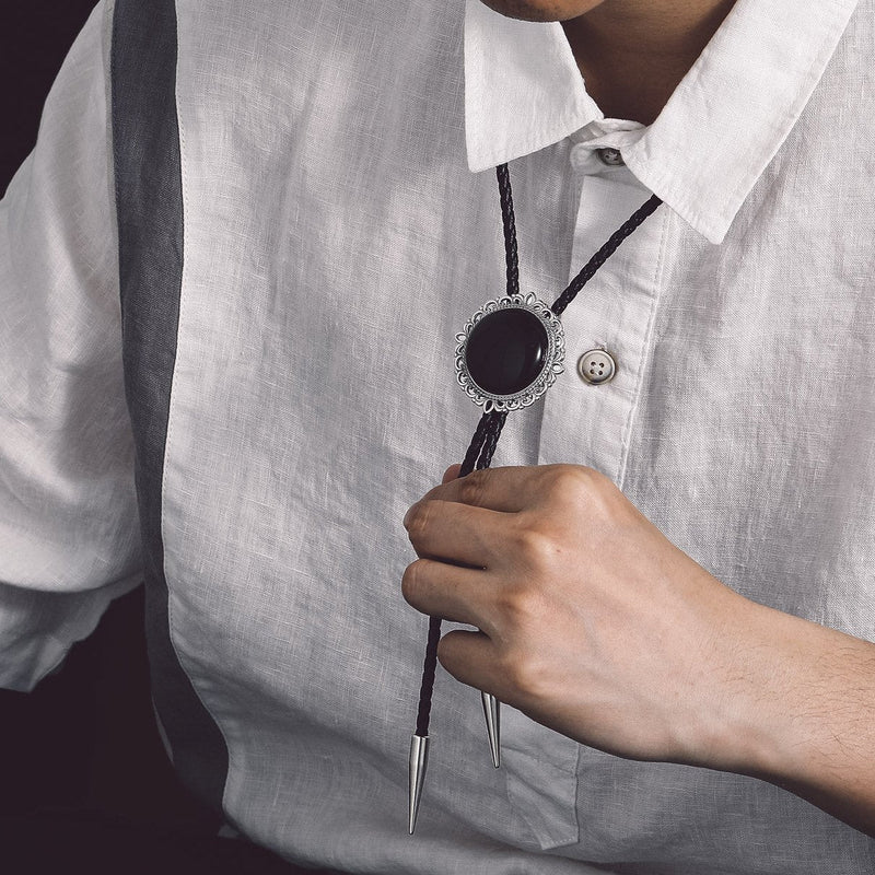Western Wedding Black Onyx Bolo Ties for