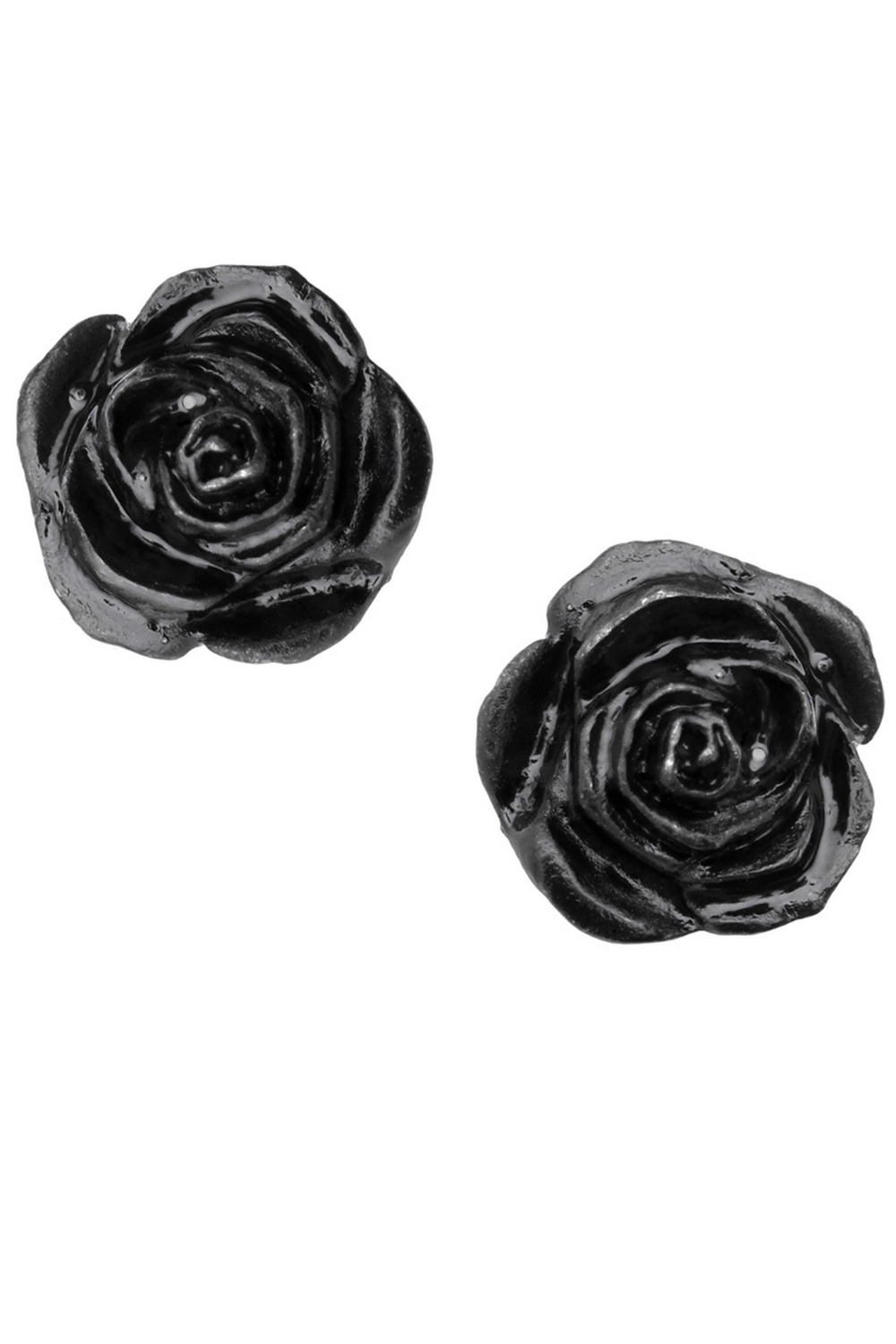 Black Rose Stud Earrings With Surgical Steel Posts