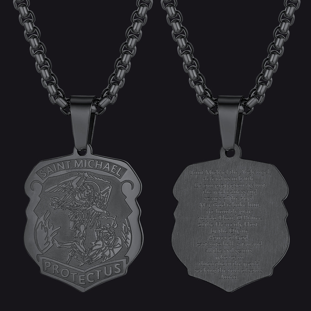 Archangel St. Michael Necklace Medal Shield Pendant for