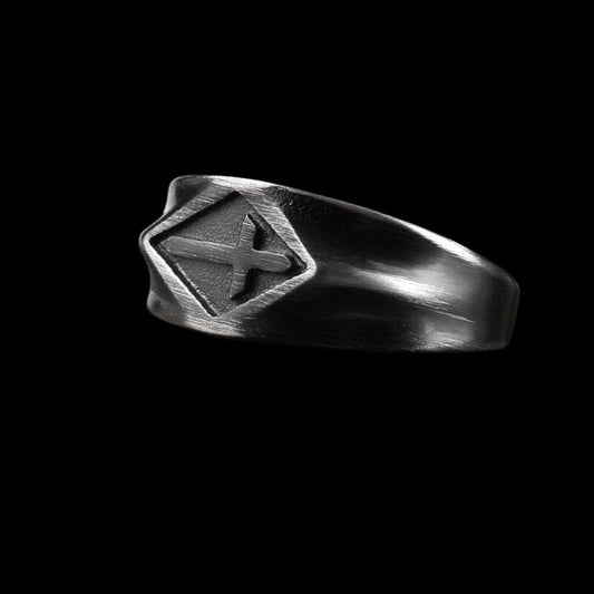 Black Sideway Cross Ring
