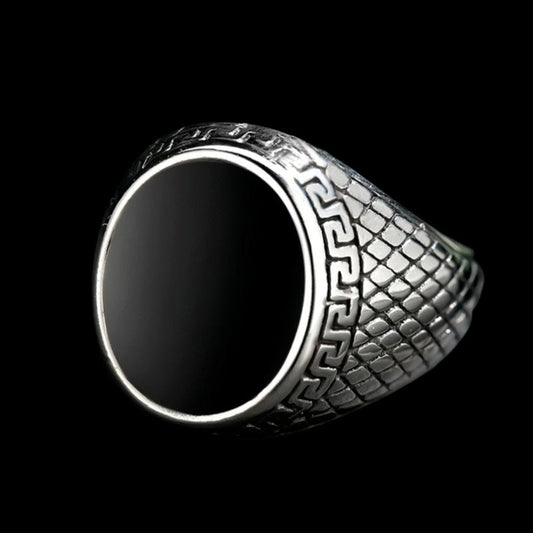 Black Stone Snakeskin Ring