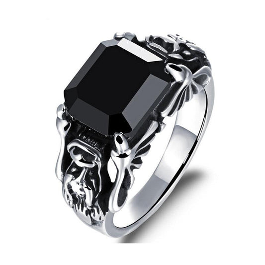 Black Zircon Rings 316l Stainless Steel / Gothic Jewelry / Occult Jewelry