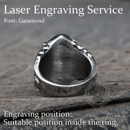 Black Agate Stainless Steel Punk Gothic Ring