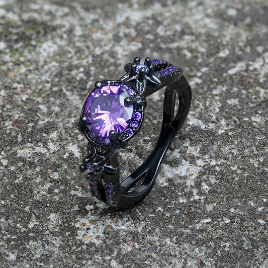 Black Diamond-set Brass Engagement Ring