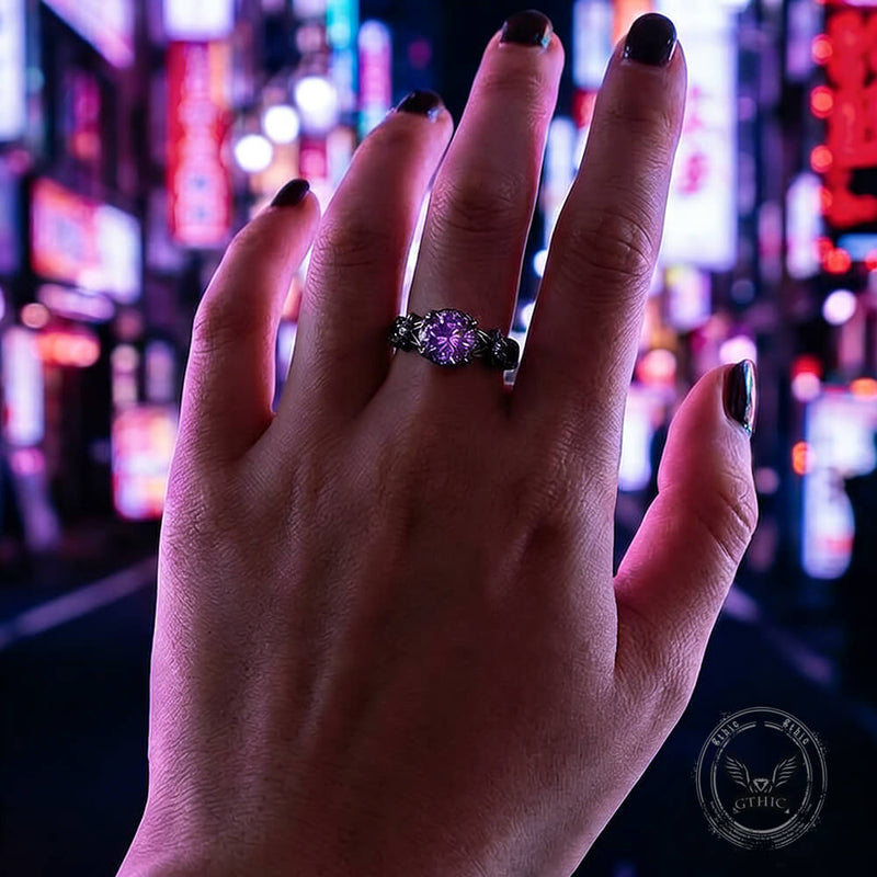 Black Diamond-set Brass Engagement Ring