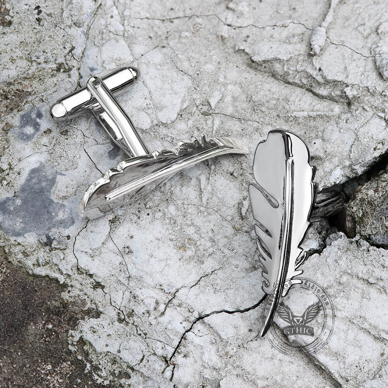 Angel Feather Brass Gothic Cufflinks