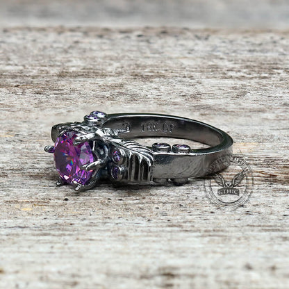 Black Skull Zircon Inlaid Brass Ring