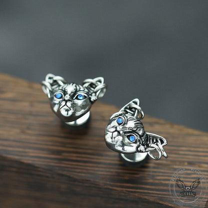 Blue Eye Cat Stainless Steel Stud Earring