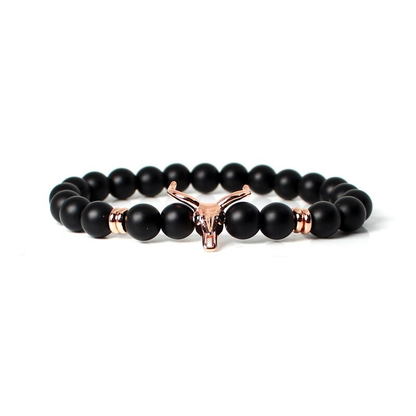 Bracelet With Black Cow of Stone and Beaded / Male Jewellery Pulseras
