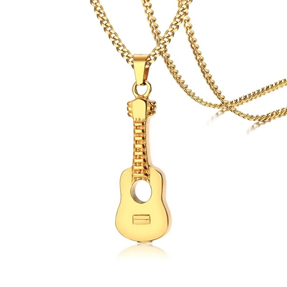 Brand Stainless Steel Necklace With Guitar Pendant / Storage Bottle Urn Ash Openable / Jewelry