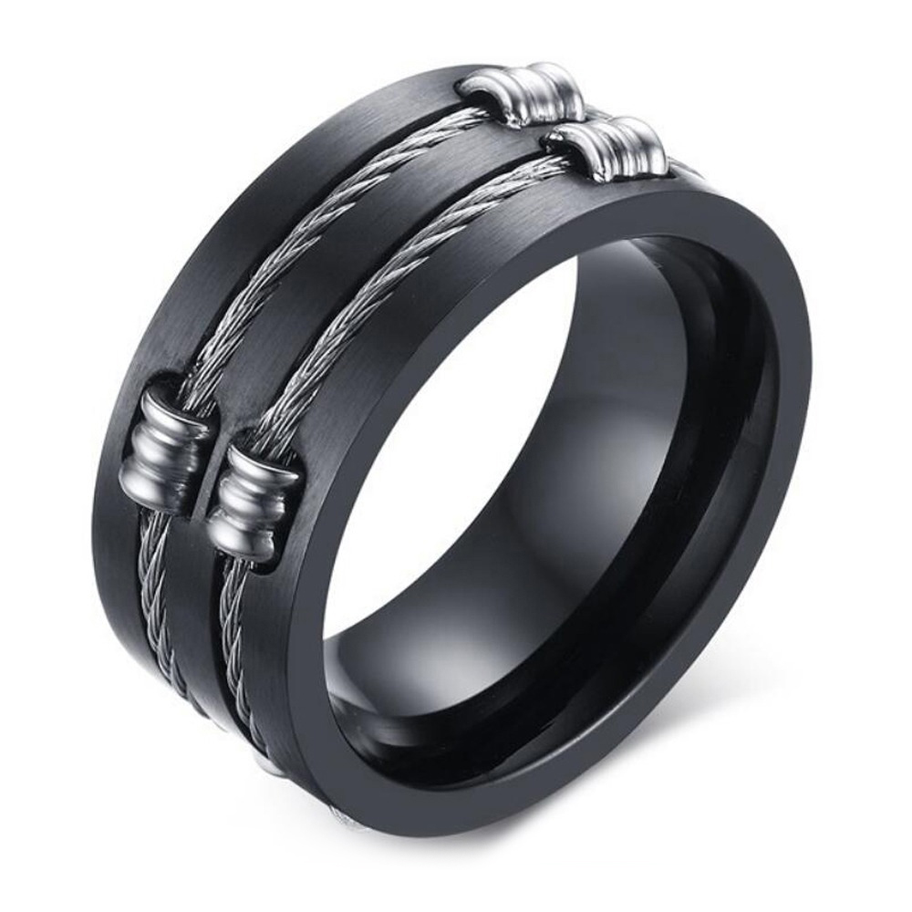Brushed 316l Stainless Steel Rings With Cable Wire / and Alternative Jewelry