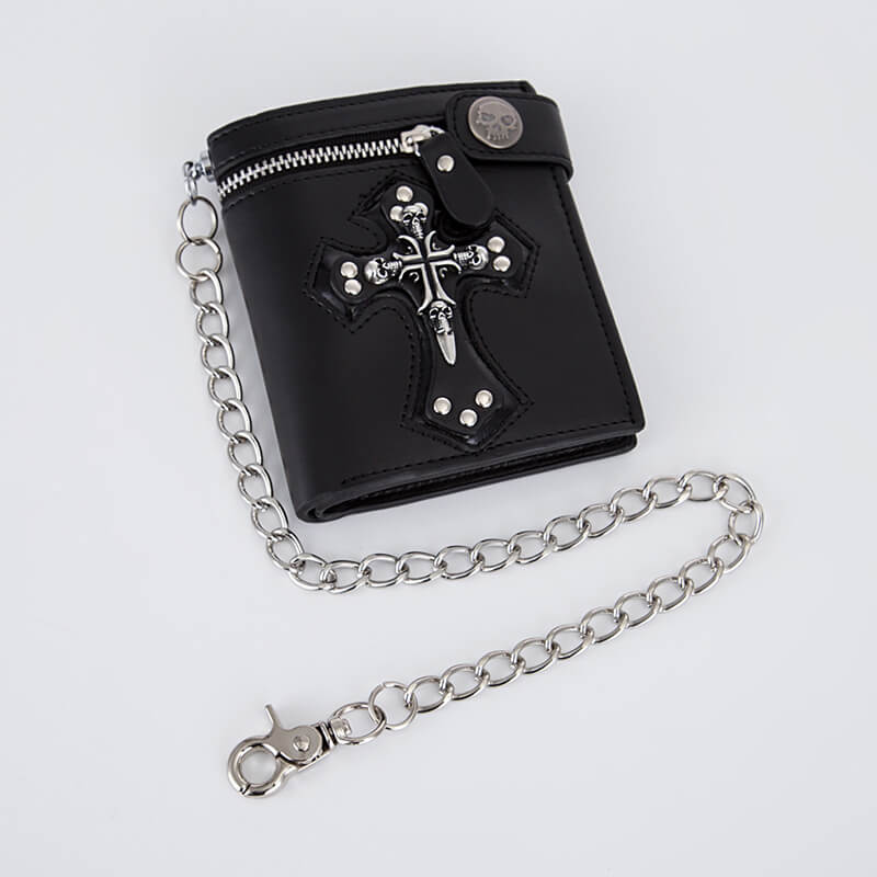 Budded Cross Pu Leather Skull Wallet