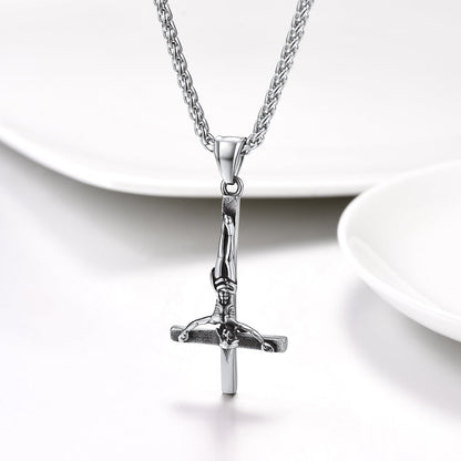 Unside Down Cross Crucifix Necklace Pendant for
