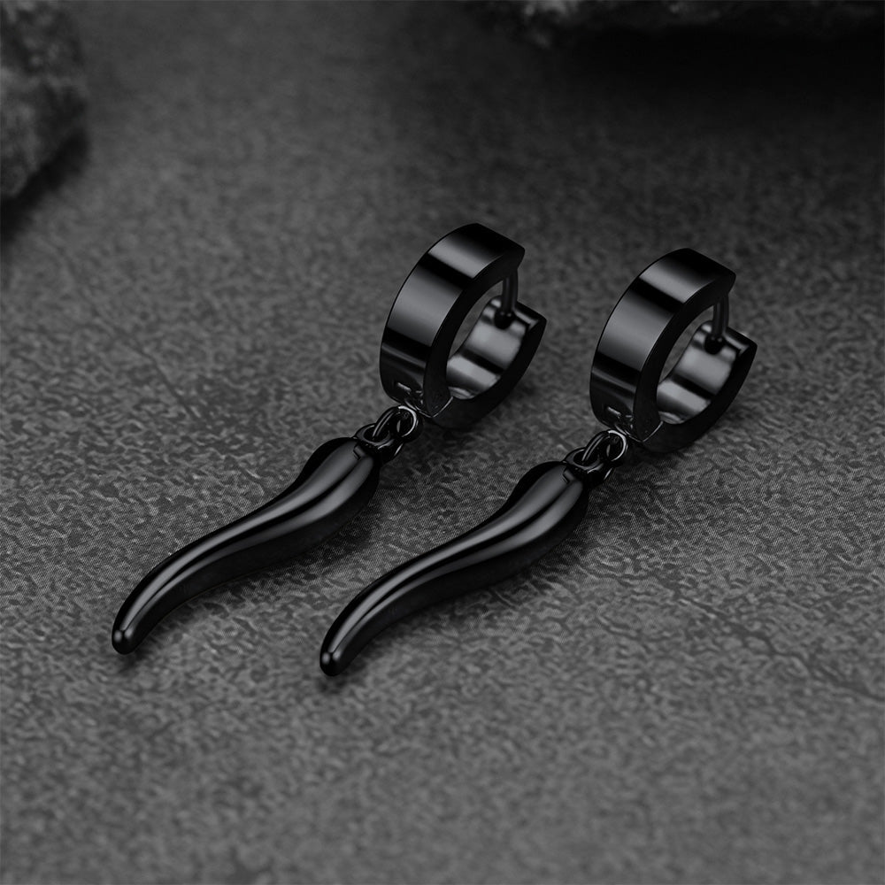 Cornicello Italian Horn Huggie Hoop Earrings for