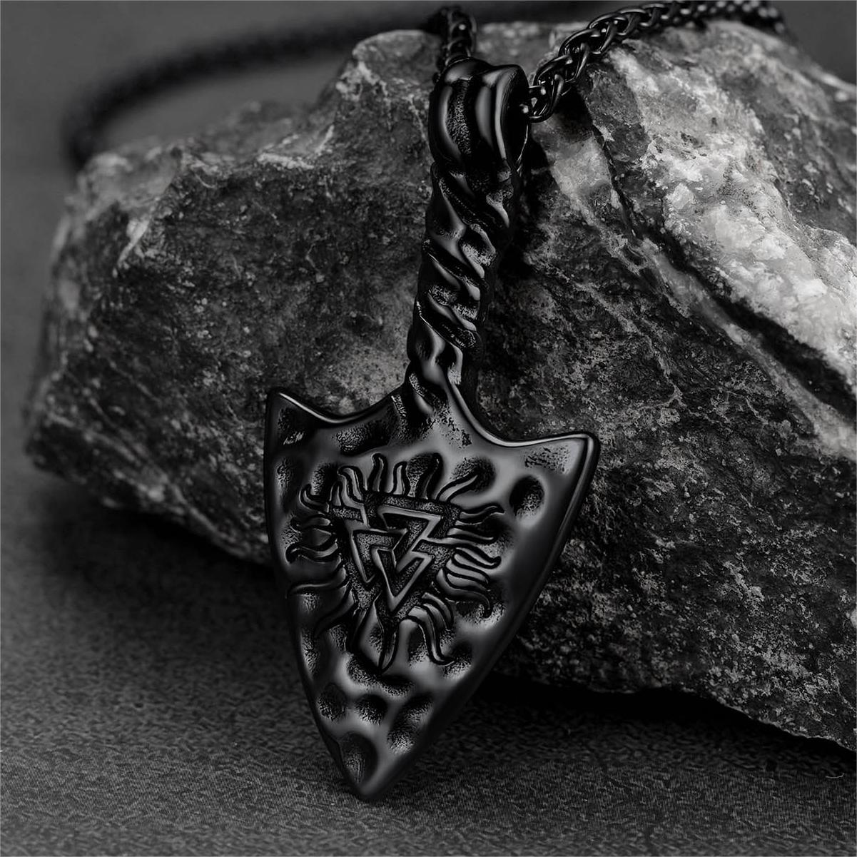 Flash Viking Gungnir Necklace With Valknut Amulet Jewelry for