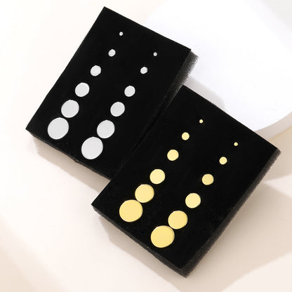 Punk Round Stud Earrings Set for 12 Pairs