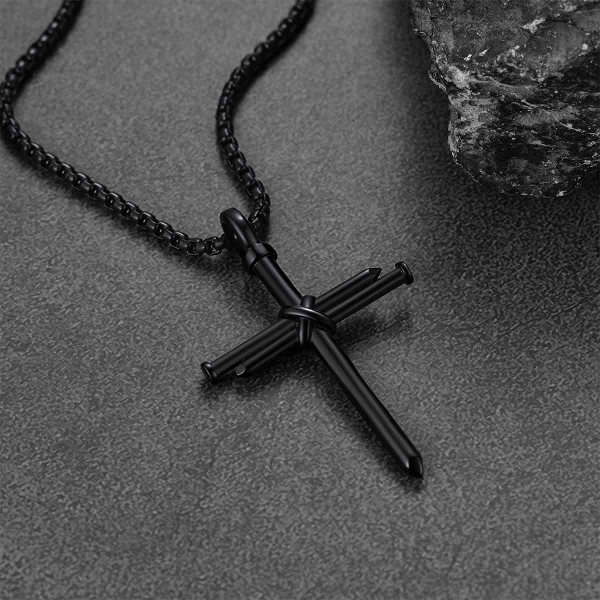 Christian Nail Cross Pendant Necklace for