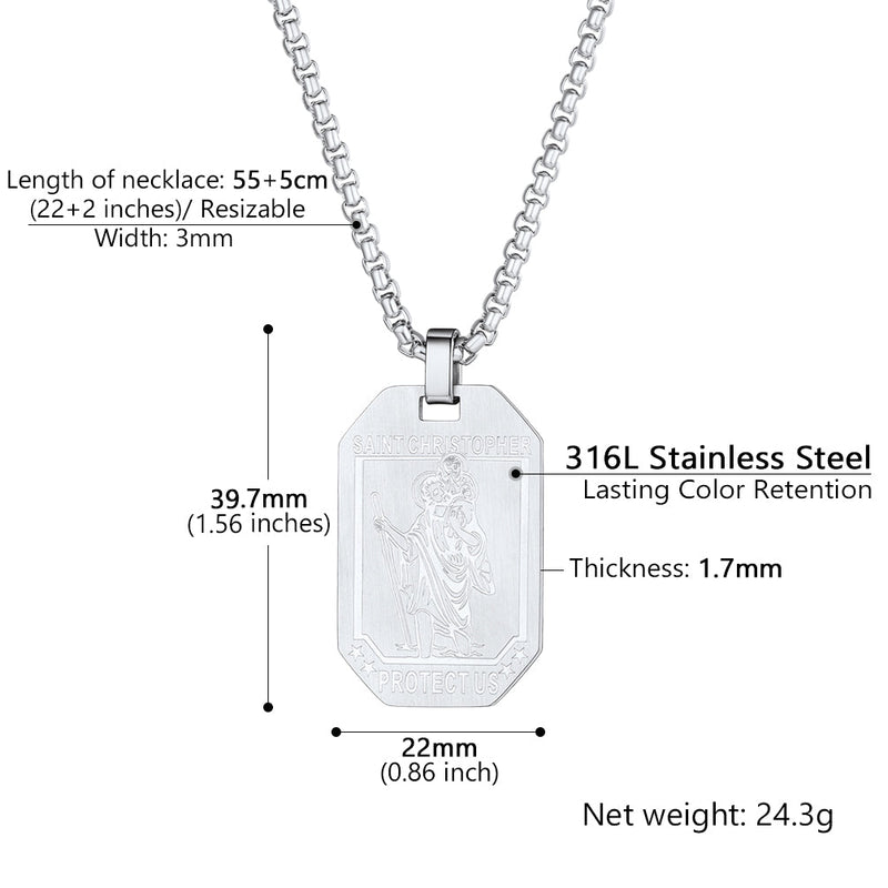 St. Christopher Dog Tag Necklace for