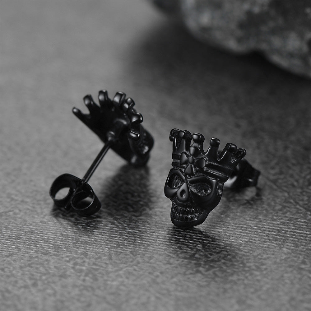 Punk Crown Skull Stud Earrings for Halloween Gift