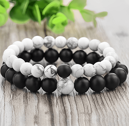 Black Lava Stone Couple Bracelet 2pc Set