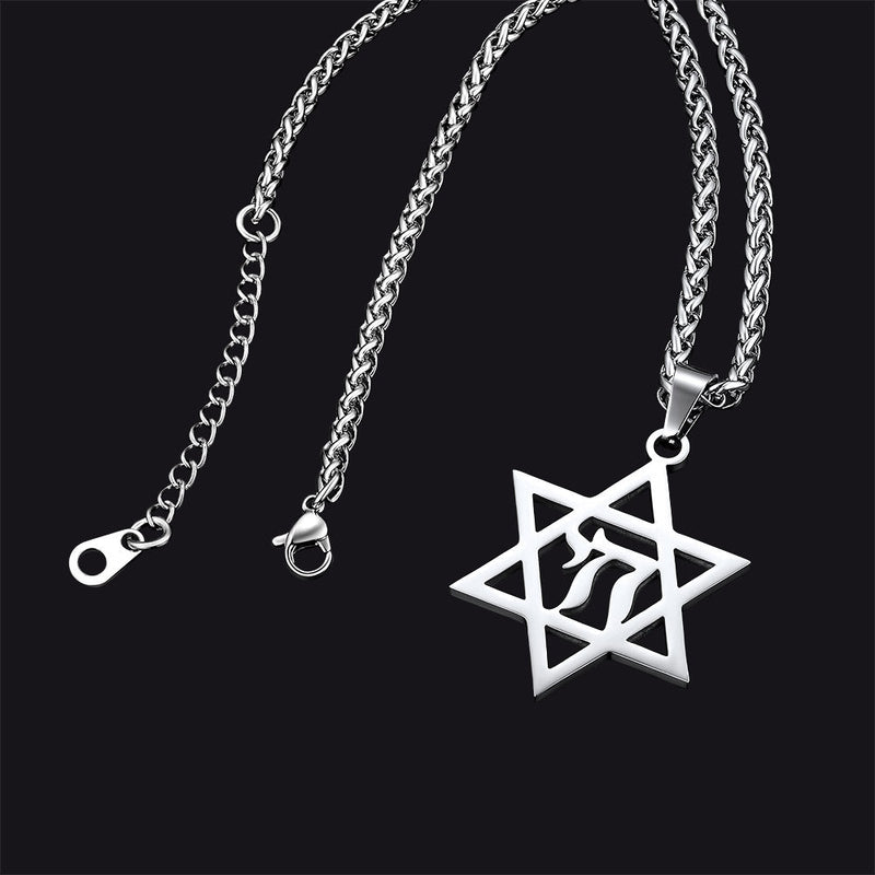 Star of David Hebrew Letter Necklace for