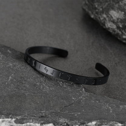 Norse Viking Runes Bangle Cuff Bracelet for
