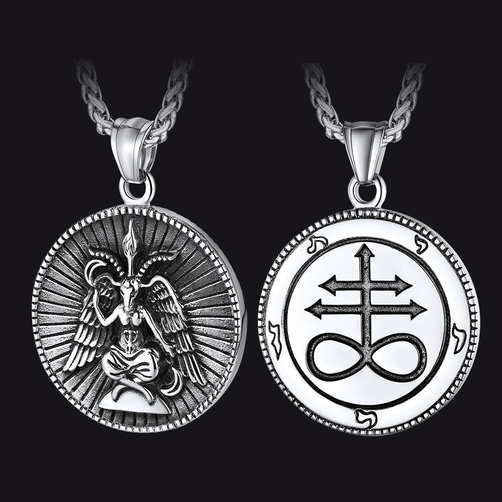 Baphomet Satanic Goat Leviathan Cross Necklace for