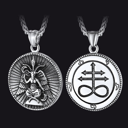 Baphomet Satanic Goat Leviathan Cross Necklace for