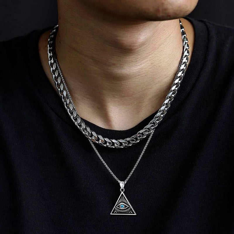 Triangle All Seeing Third Eye Pendant Necklace for