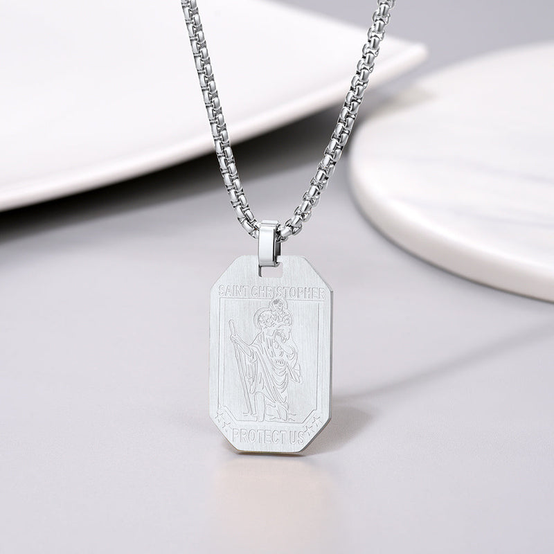 St. Christopher Dog Tag Necklace for