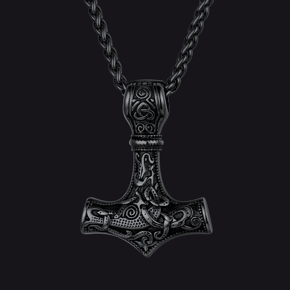 Norse Viking Thor's Hammer Necklace Mjolnir Pendant for
