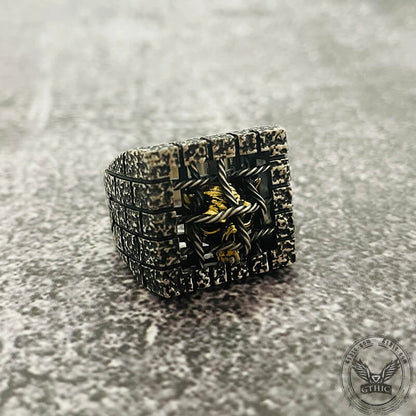 Cage Sterling Silver Skull Ring