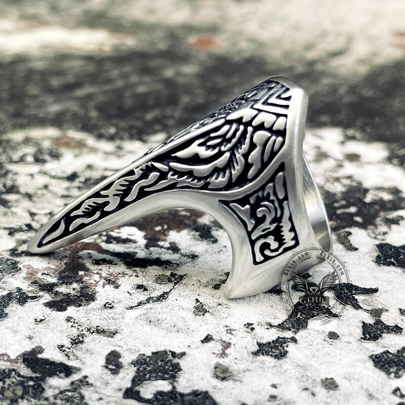 Carve Patterns Sterling Silver Archer Ring