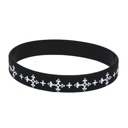Cross Silicone Wristband / Black and White Sports Rubber Bracelets